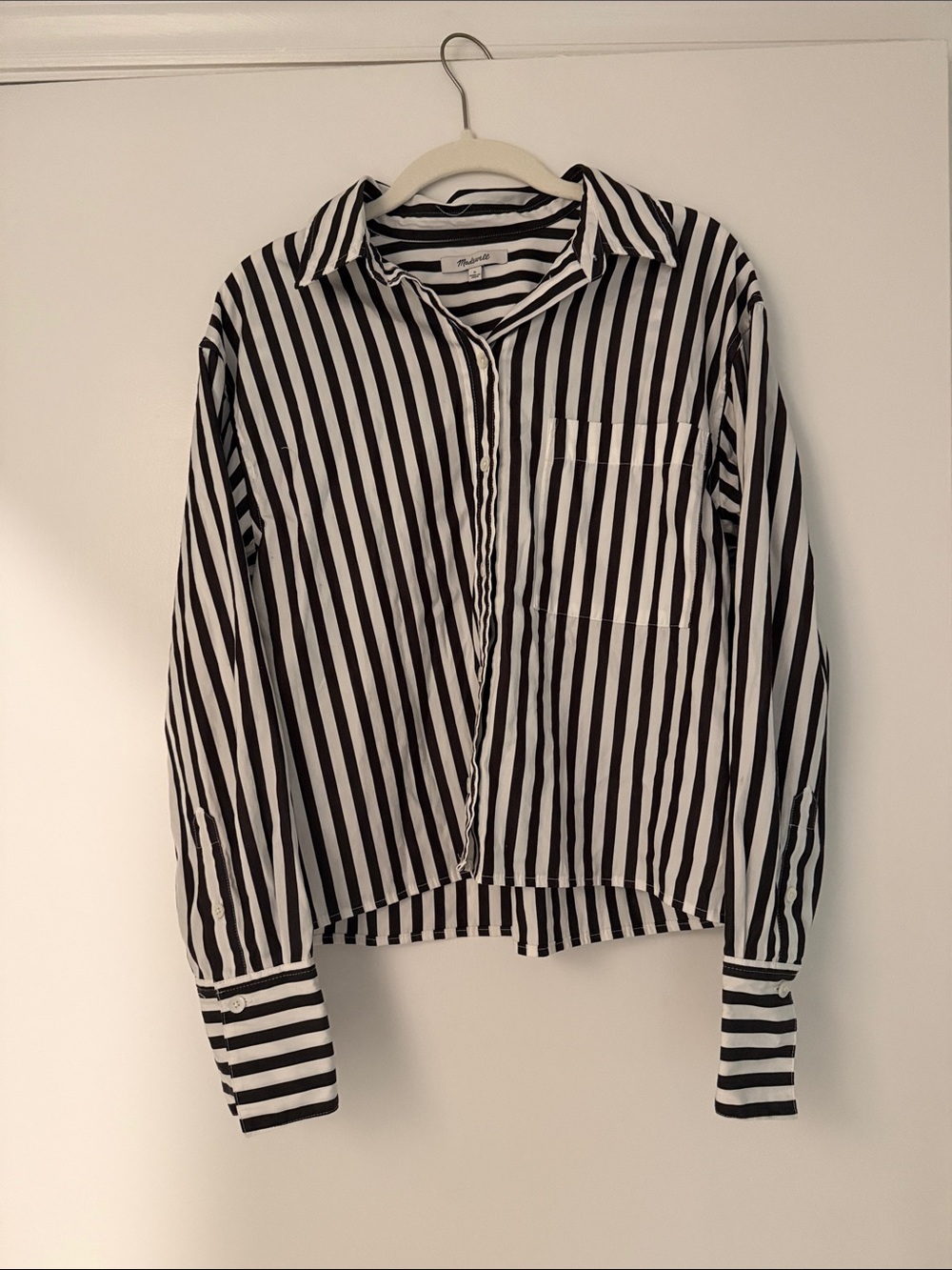 Madewell Women’s Relaxed Button-Up Shirt Dark Carob Brown & White Stripes Size S